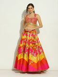 Flame Chevron Patchwork Gota Lehenga