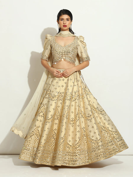 Ivory Shimmer Mirror Lehenga