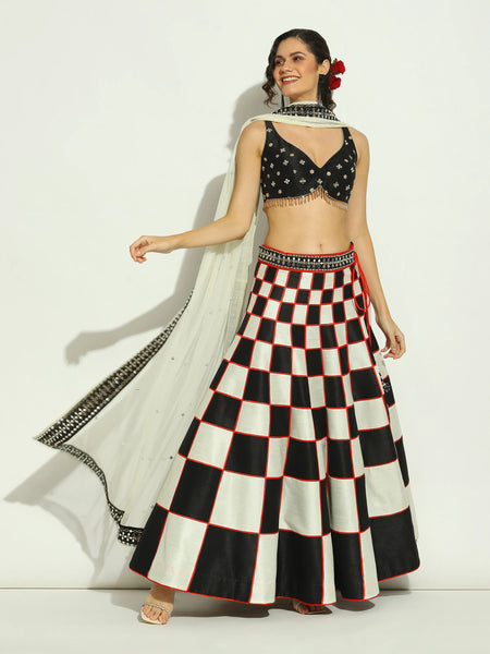 Black & White Cheque Lehenga