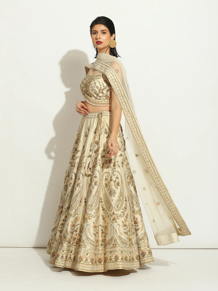 Ivory  Zardozi & Sequin Lehenga