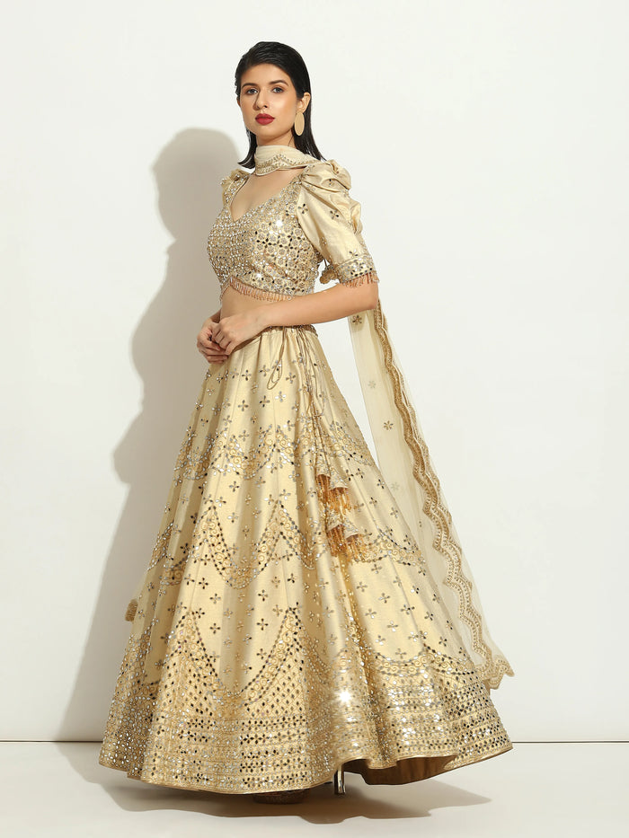 Ivory Shimmer Mirror Lehenga