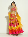 Flame Chevron Patchwork Gota Lehenga