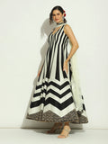 Black & White Chevron Patchwork Sleeveless Anarkali