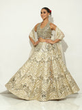 Shaahee Ivory Gold Pipework Lehenga