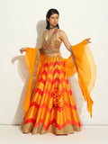 Yellow & Orange Chevron Lehenga