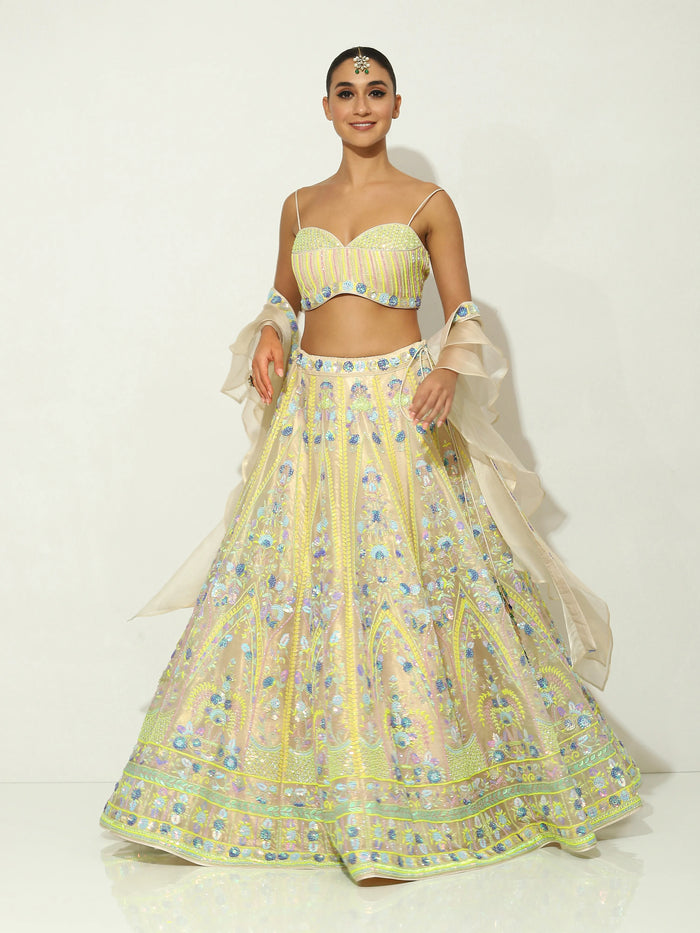 Rangrass Pastel beadwork Lehenga