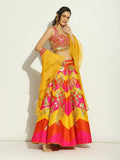 Flame Chevron Patchwork Gota Lehenga