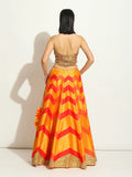 Yellow & Orange Chevron Lehenga