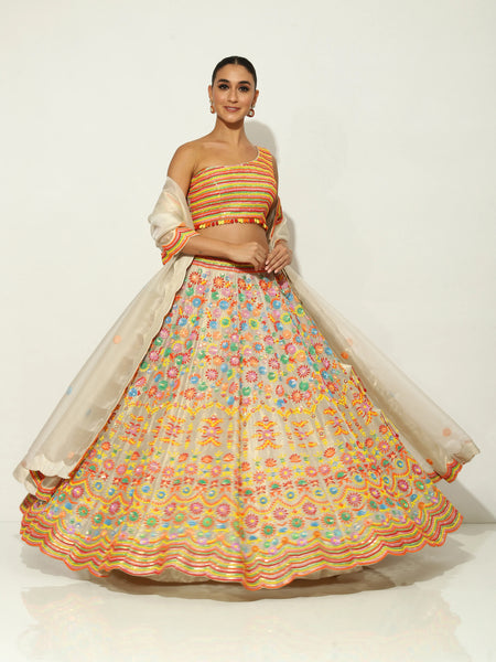 Ivory Boho Off-shoulder Lehenga