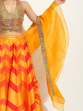 Yellow & Orange Chevron Lehenga