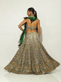 Peacock Georgette Feathered Lehenga