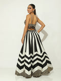 Charcoal Striped & Chevron Lehenga