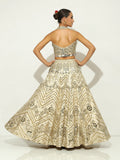 Shaahee Ivory Gold Pipework Lehenga