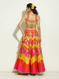 Flame Chevron Patchwork Gota Lehenga