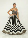 Charcoal Striped & Chevron Lehenga