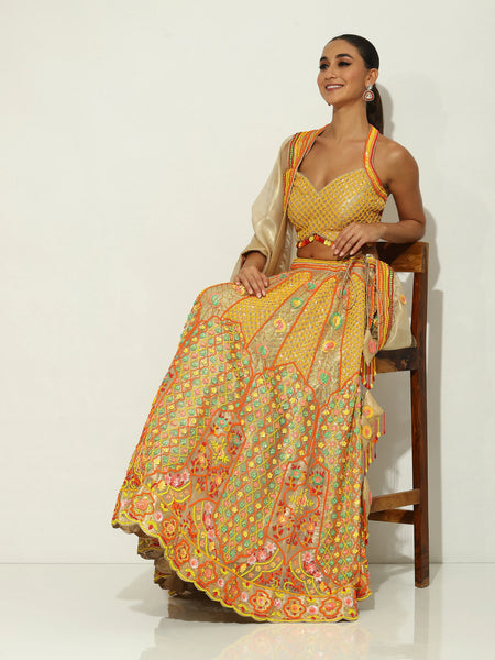 Boho beadwork Lehenga