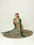 Peacock Georgette Feathered Lehenga