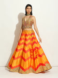 Yellow & Orange Chevron Lehenga