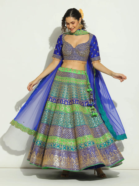 Peacock Mirror Gota Patti Lehenga