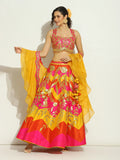 Flame Chevron Patchwork Gota Lehenga