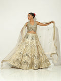 Shaahee Ivory Gold Pipework Lehenga