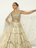 Shaahee Ivory Gold Pipework Lehenga