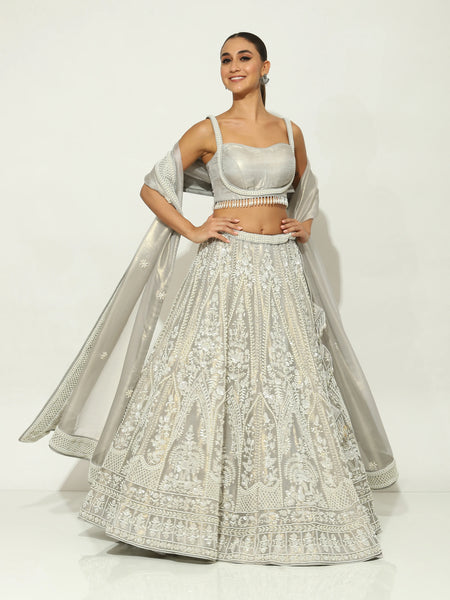 Grey PalePearl Lehenga