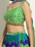 Light Aqua Chevron Lehenga