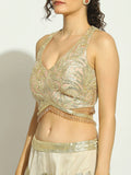 Ivory Gota work Lehenga