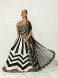 Charcoal Striped & Chevron Lehenga