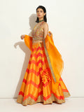 Yellow & Orange Chevron Lehenga