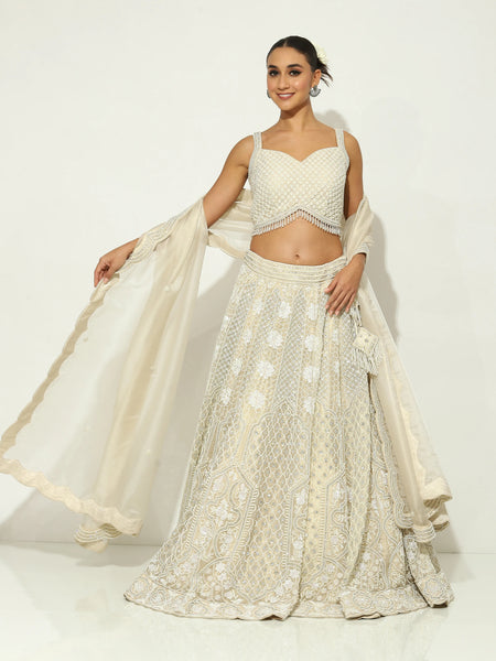 Ivory Shimmer PalePearl Lehenga