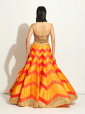 Yellow & Orange Chevron Lehenga