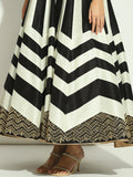 Black & White Chevron Patchwork Sleeveless Anarkali