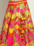 Flame Chevron Patchwork Gota Lehenga