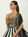 Charcoal Striped & Chevron Lehenga