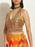 Yellow & Orange Chevron Lehenga