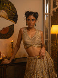 Sky grey zardozi lehenga