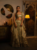 Ocean blue mirror work lehenga.