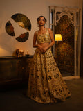 Raw silk mirror work lehenga
