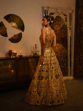 Raw silk mirror work lehenga