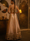 Powder pink mirror work lehenga