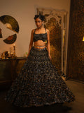 Black net lehenga.