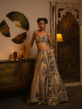 Grey sequin work lehenga.