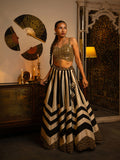 Black and white soft silk lehenga
