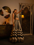 Black and white soft silk lehenga