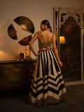 Black and white soft silk lehenga