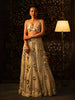 Ivory net chikankari mirror and pearlwork lehenga