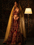Red velvet bridal lehenga