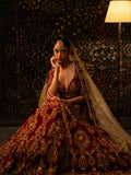 Red velvet bridal lehenga